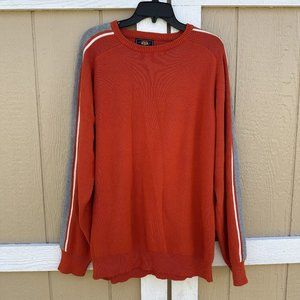 Vintage Y2K Route 66 Orange Gray Stripe Cotton Crewneck Sweater Size Large